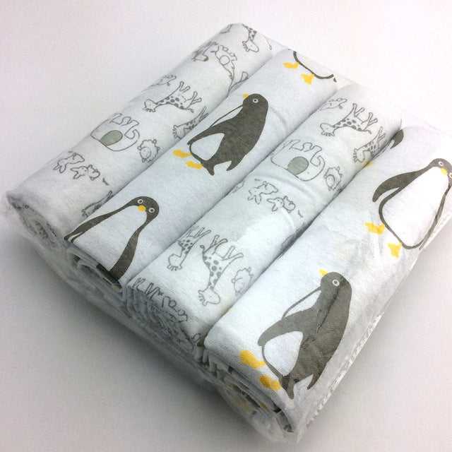 4Pcs Cotton Receiving Blanket Swaddle Baby Bedsheet
