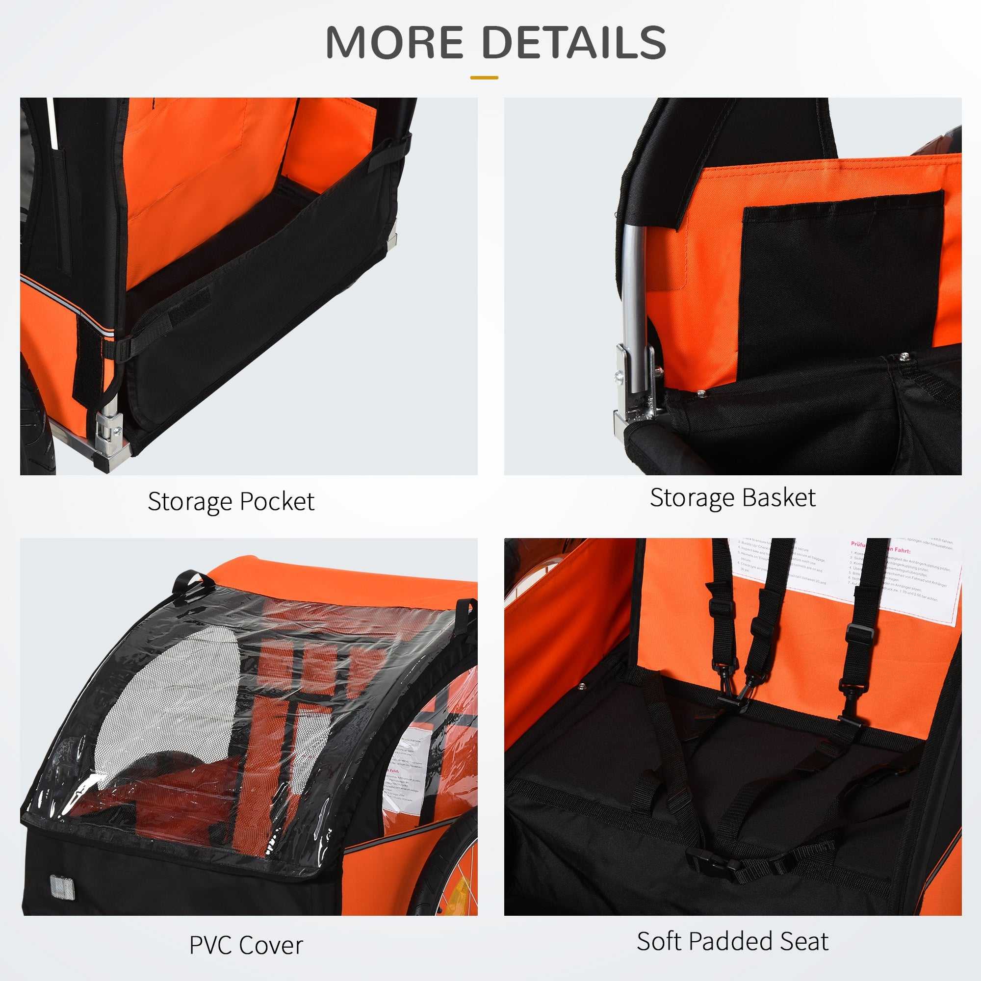 2-Seat Child Bike Trailer for Kids
