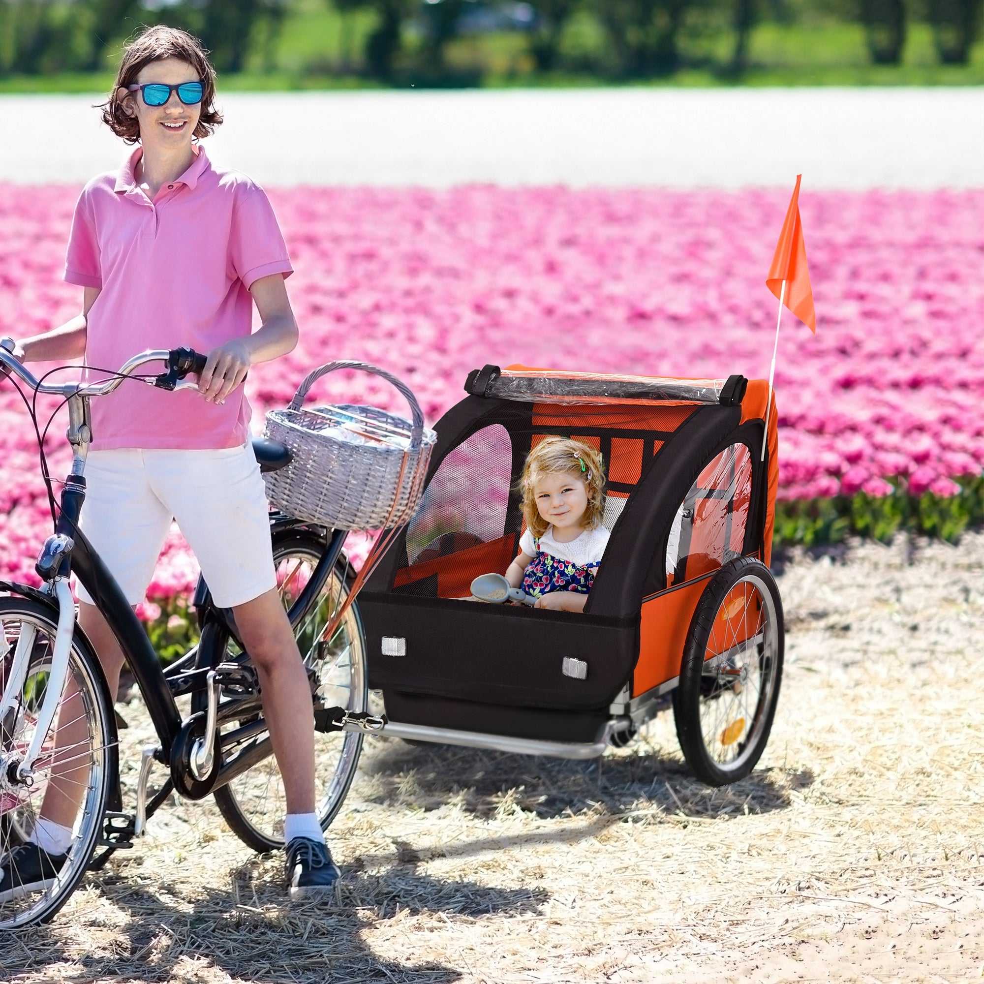 2-Seat Child Bike Trailer for Kids